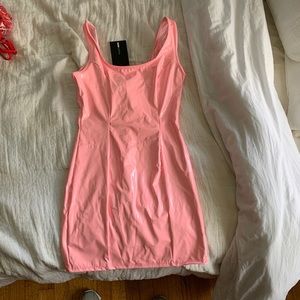 Fashion Nova Pink Latex Dress
